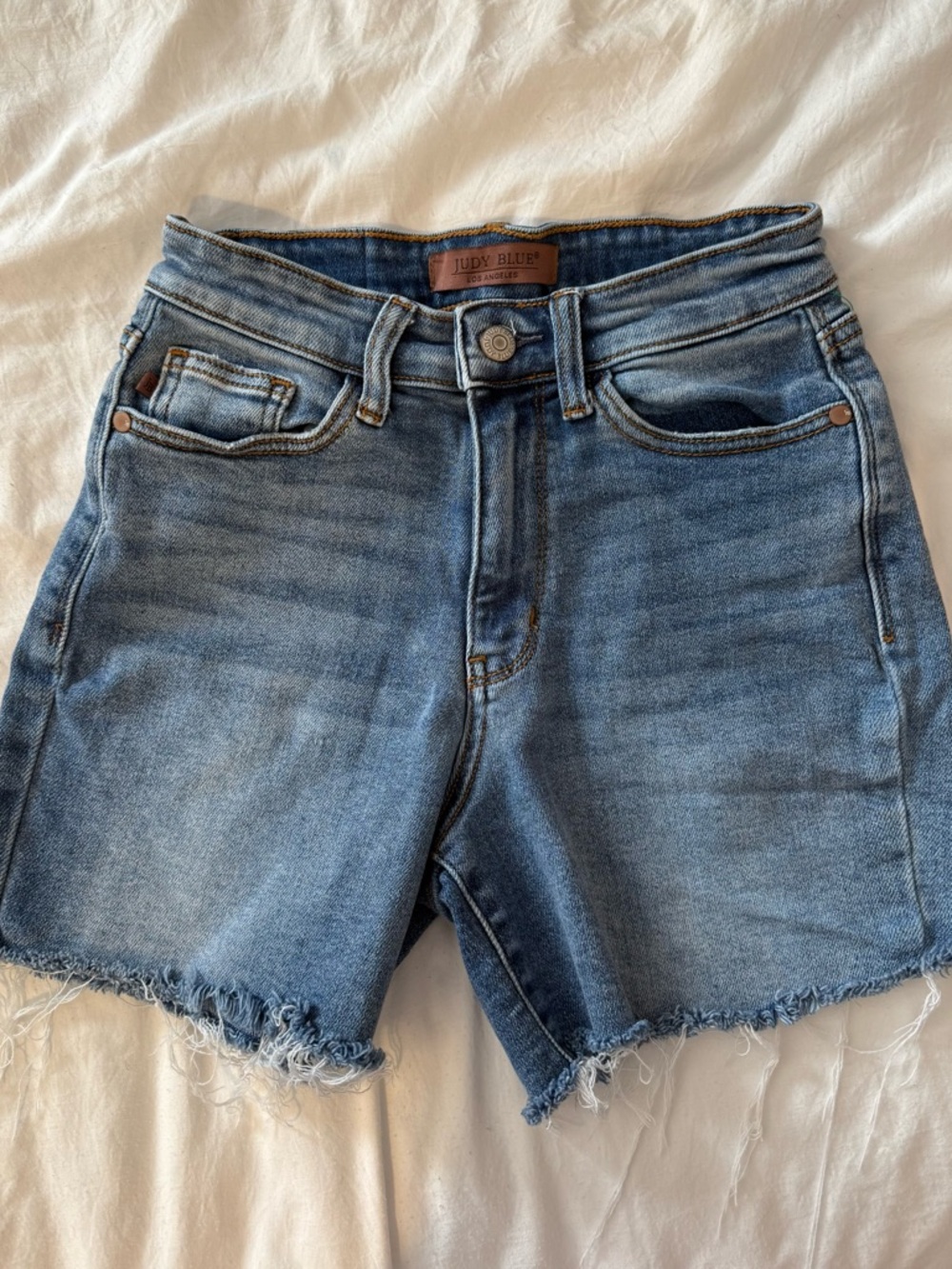 Judy Blue Denim Shorts Small High Rise Raw Hem Stretch